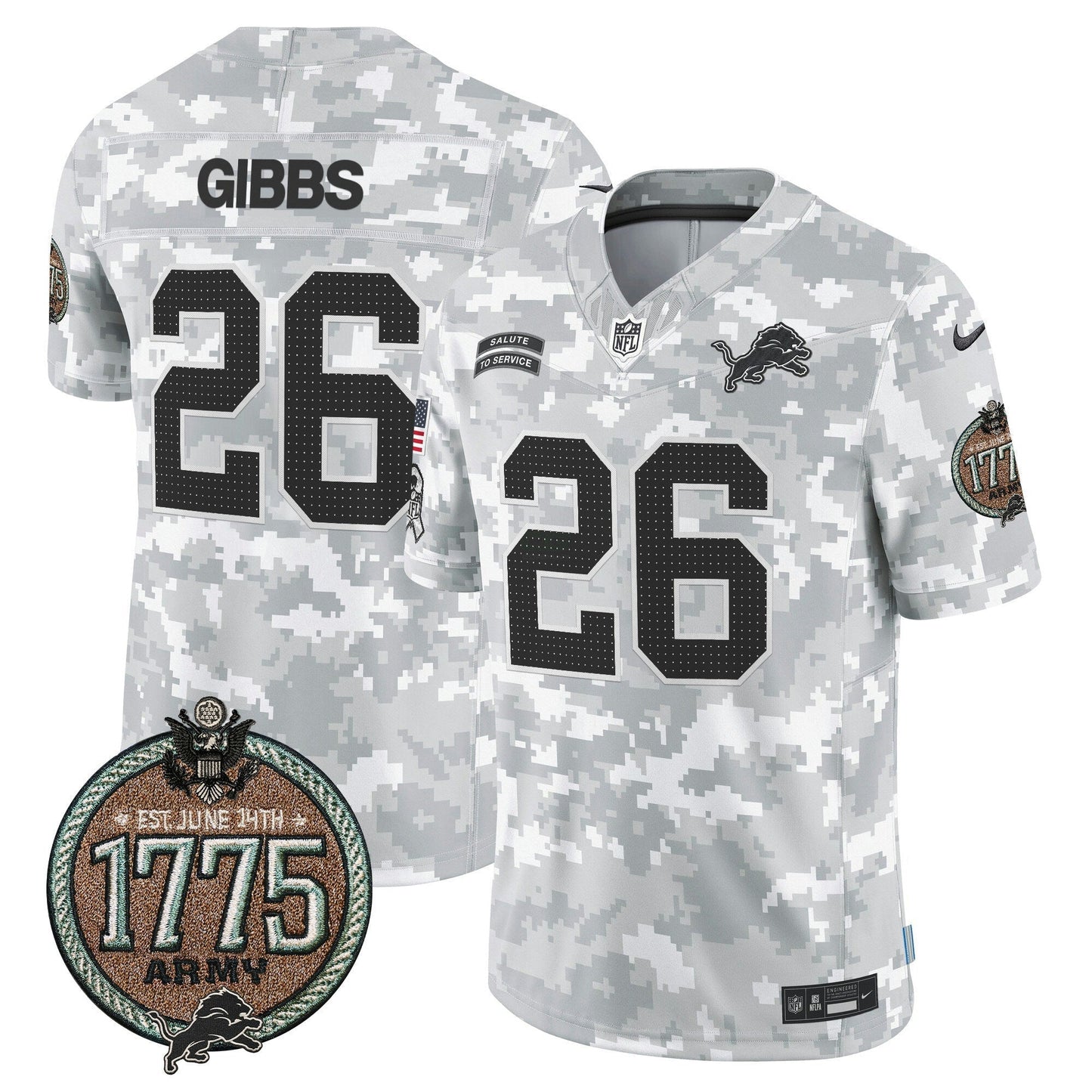 Camisa NFL Men’s Detroit 2024 Salute to Service Establishment Year Patch Vapor Limited Jersey
