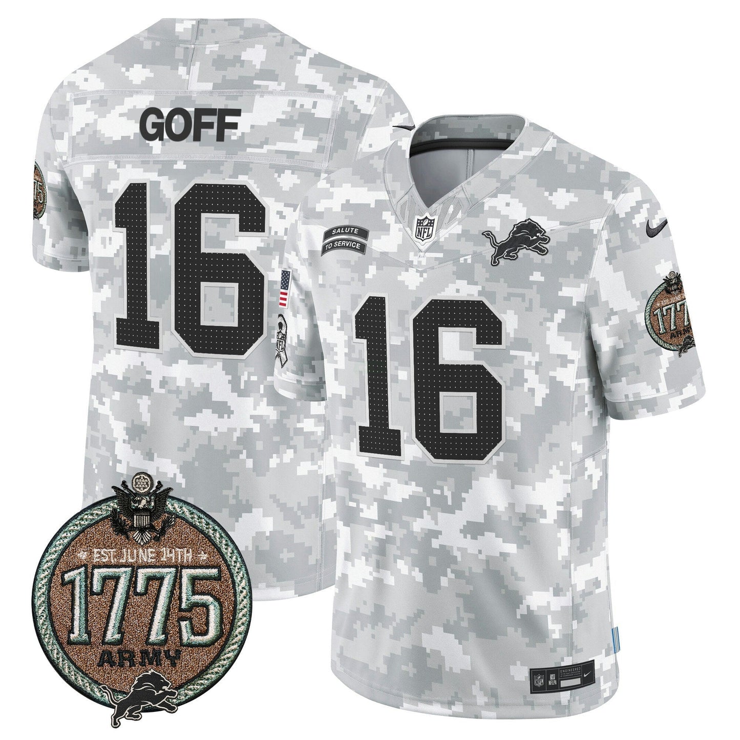 Camisa NFL Men’s Detroit 2024 Salute to Service Establishment Year Patch Vapor Limited Jersey