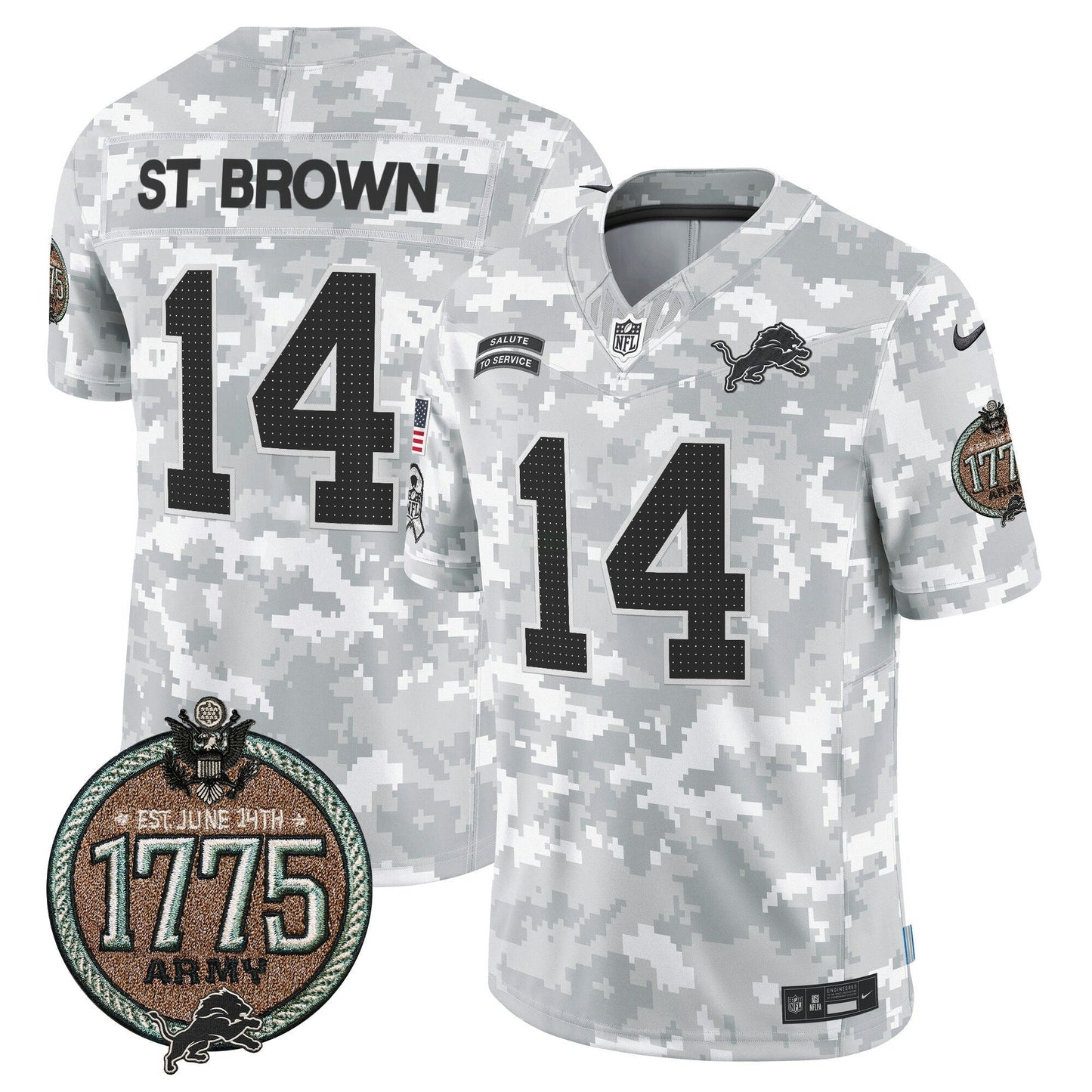 Camisa NFL Men’s Detroit 2024 Salute to Service Establishment Year Patch Vapor Limited Jersey