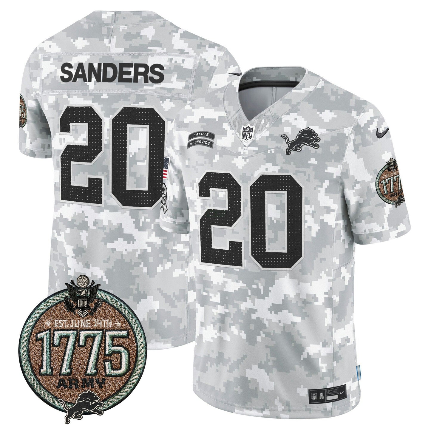 Camisa NFL Men’s Detroit 2024 Salute to Service Establishment Year Patch Vapor Limited Jersey