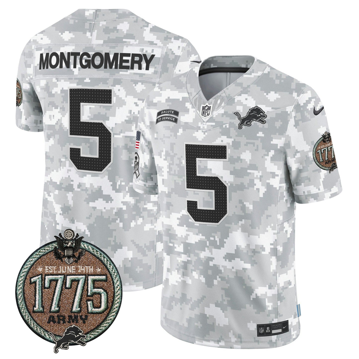Camisa NFL Men’s Detroit 2024 Salute to Service Establishment Year Patch Vapor Limited Jersey