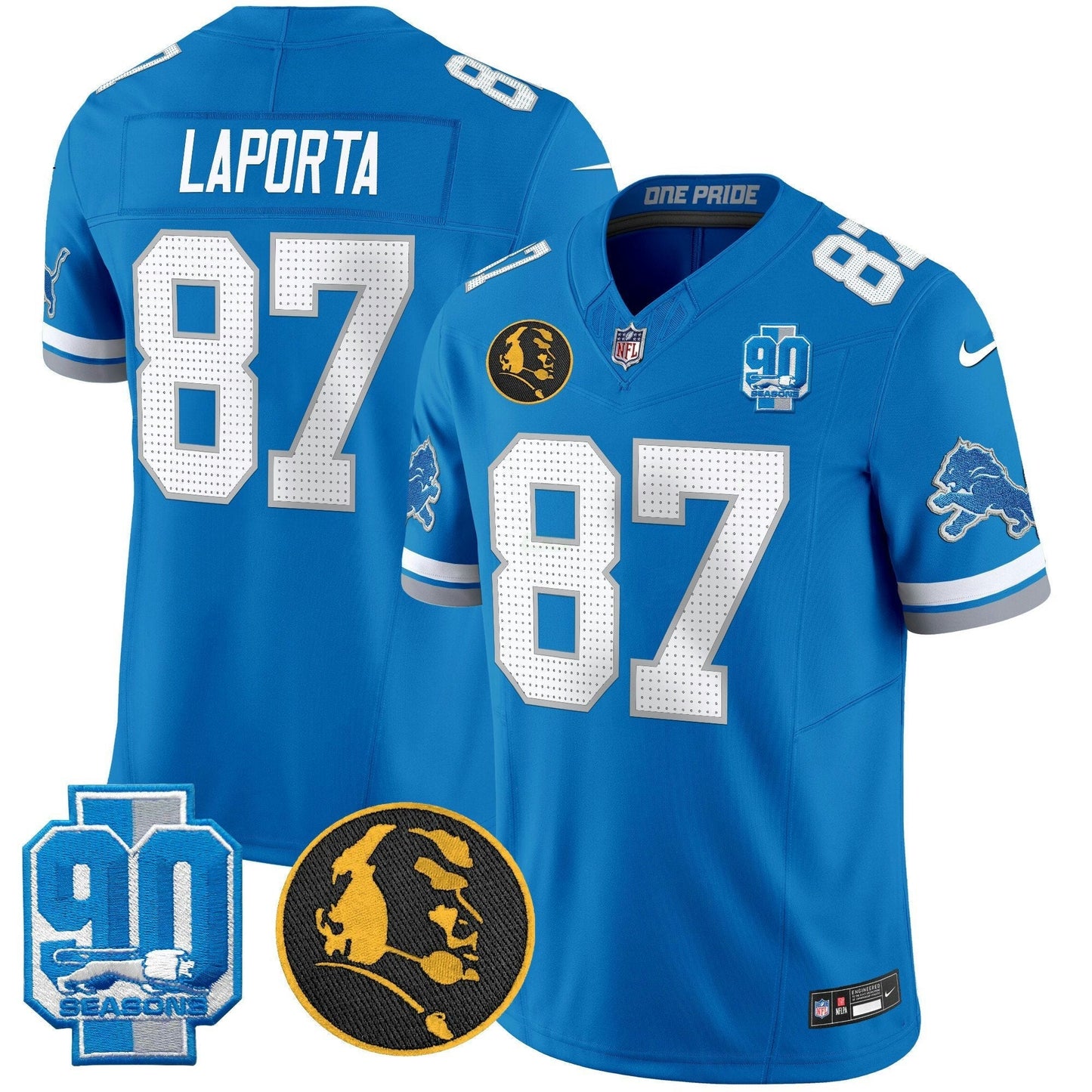 Camisa NFL Men’s Detroit 2025 90th & John Madden Patch Vapor Limited Jersey V2