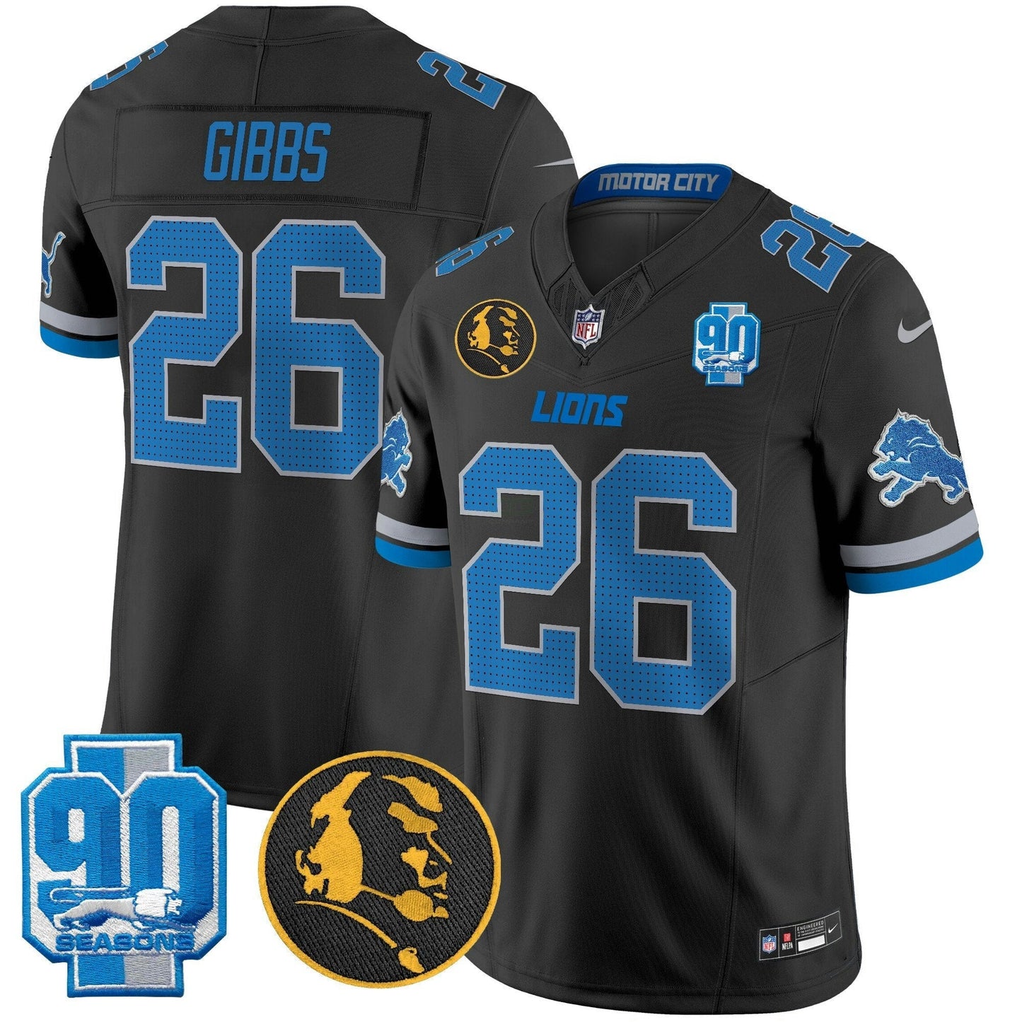 Camisa NFL Men’s Detroit 2025 90th & John Madden Patch Vapor Limited Jersey V2