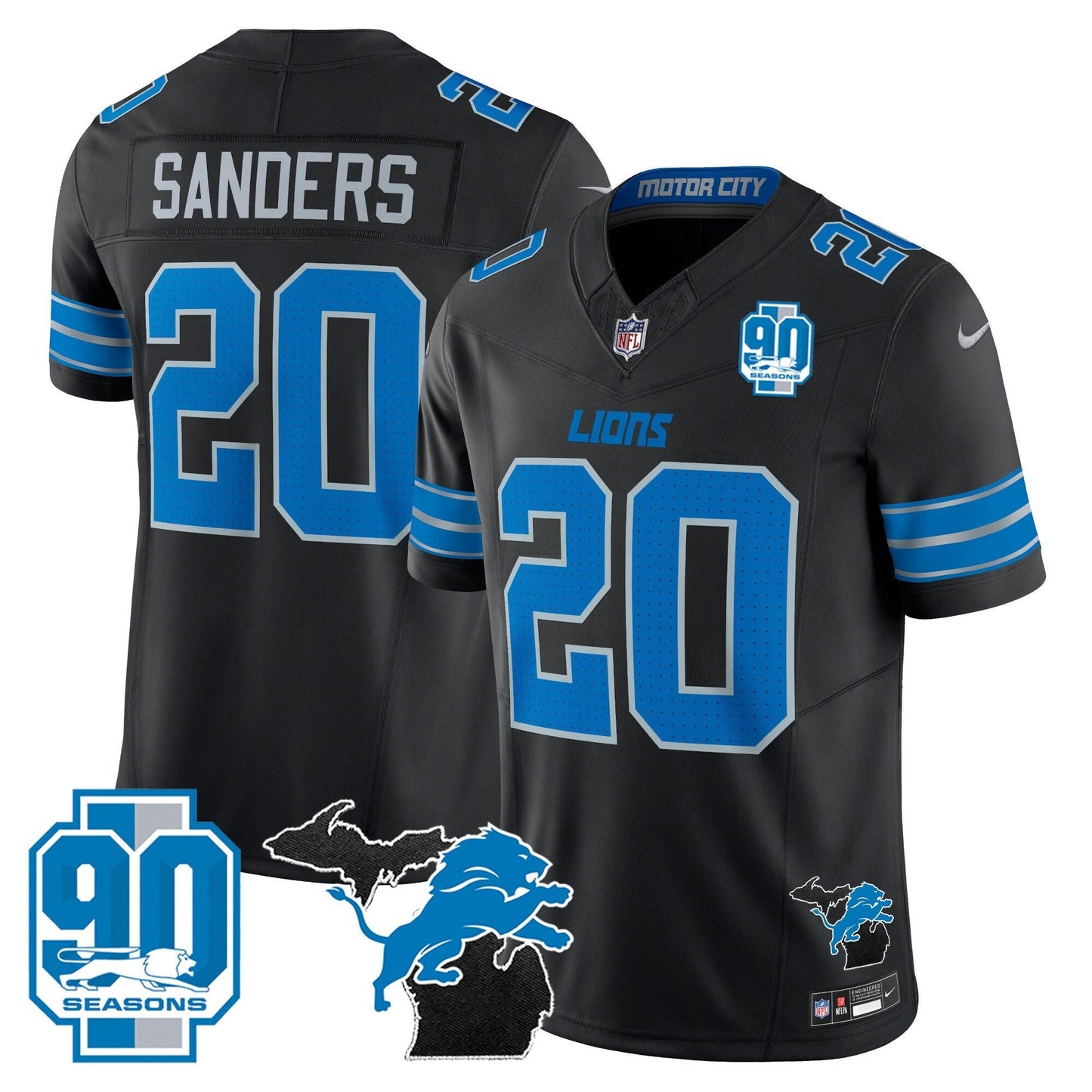 Camisa NFL Men’s Detroit 2025 Michigan & 90th Year Patch Vapor Jersey