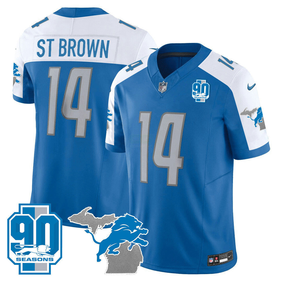 Camisa NFL Men’s Detroit 90th Year & Michigan Patch Vapor Jersey