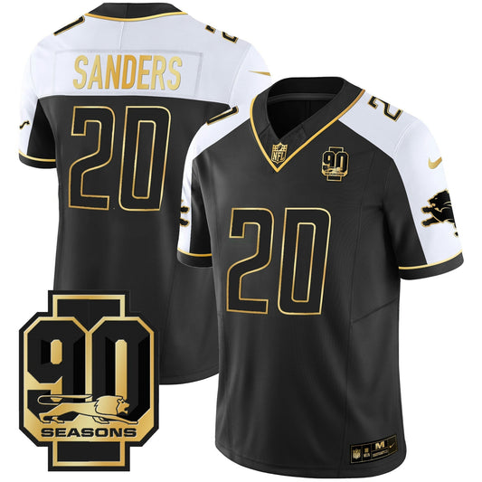 Camisa NFL Men’s Detroit 90th Year Patch Dourada Jersey