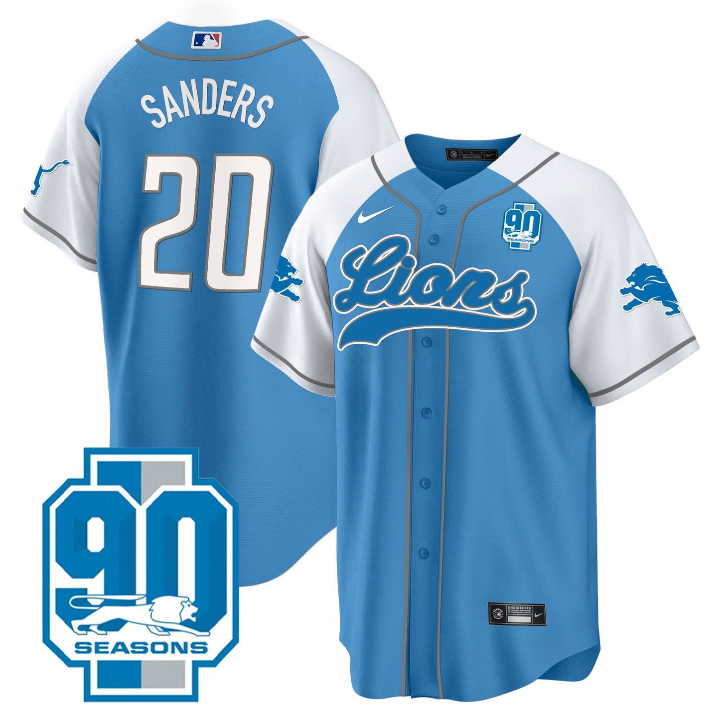 Camisa NFL Detroit Lions Men’s Detroit 90th Year Patch Jersey - Baseball