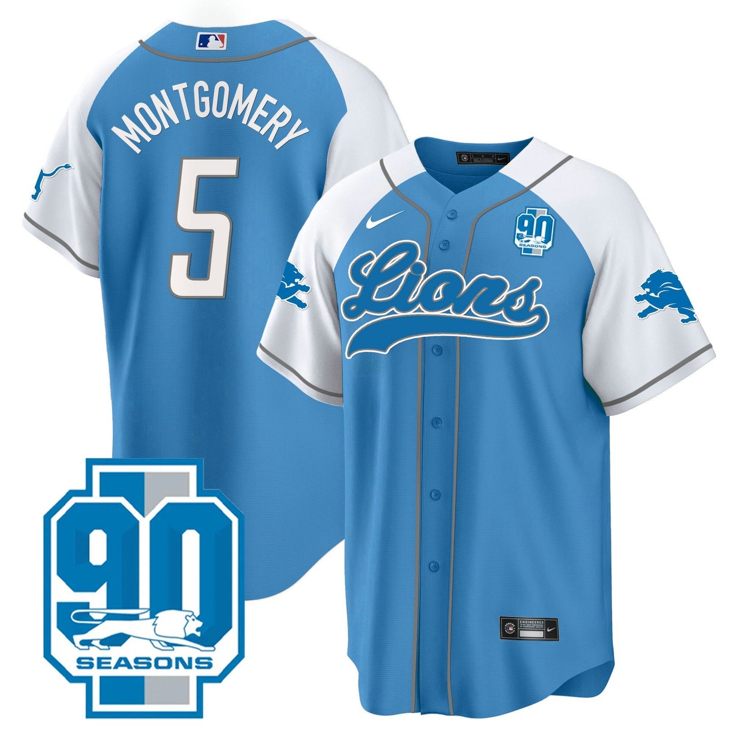 Camisa NFL Detroit Lions Men’s Detroit 90th Year Patch Jersey - Baseball
