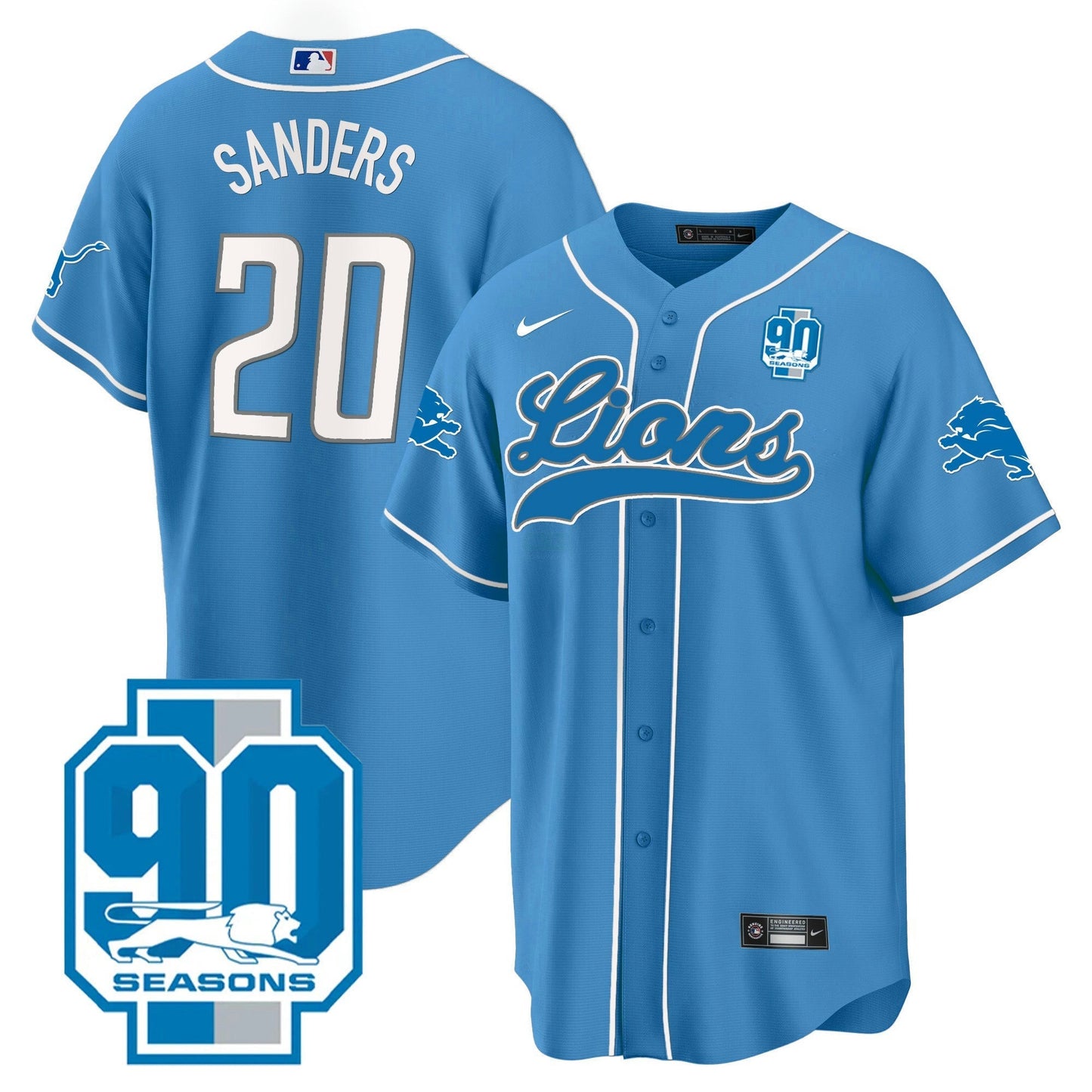 Camisa NFL Detroit Lions Men’s Detroit 90th Year Patch Jersey - Baseball
