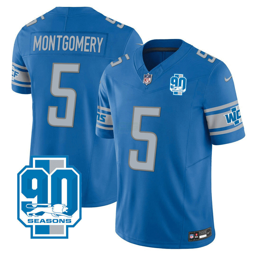 Camisa NFL Detroit Lions Men’s Detroit 90th Year Patch Jersey - Preta Alternativa