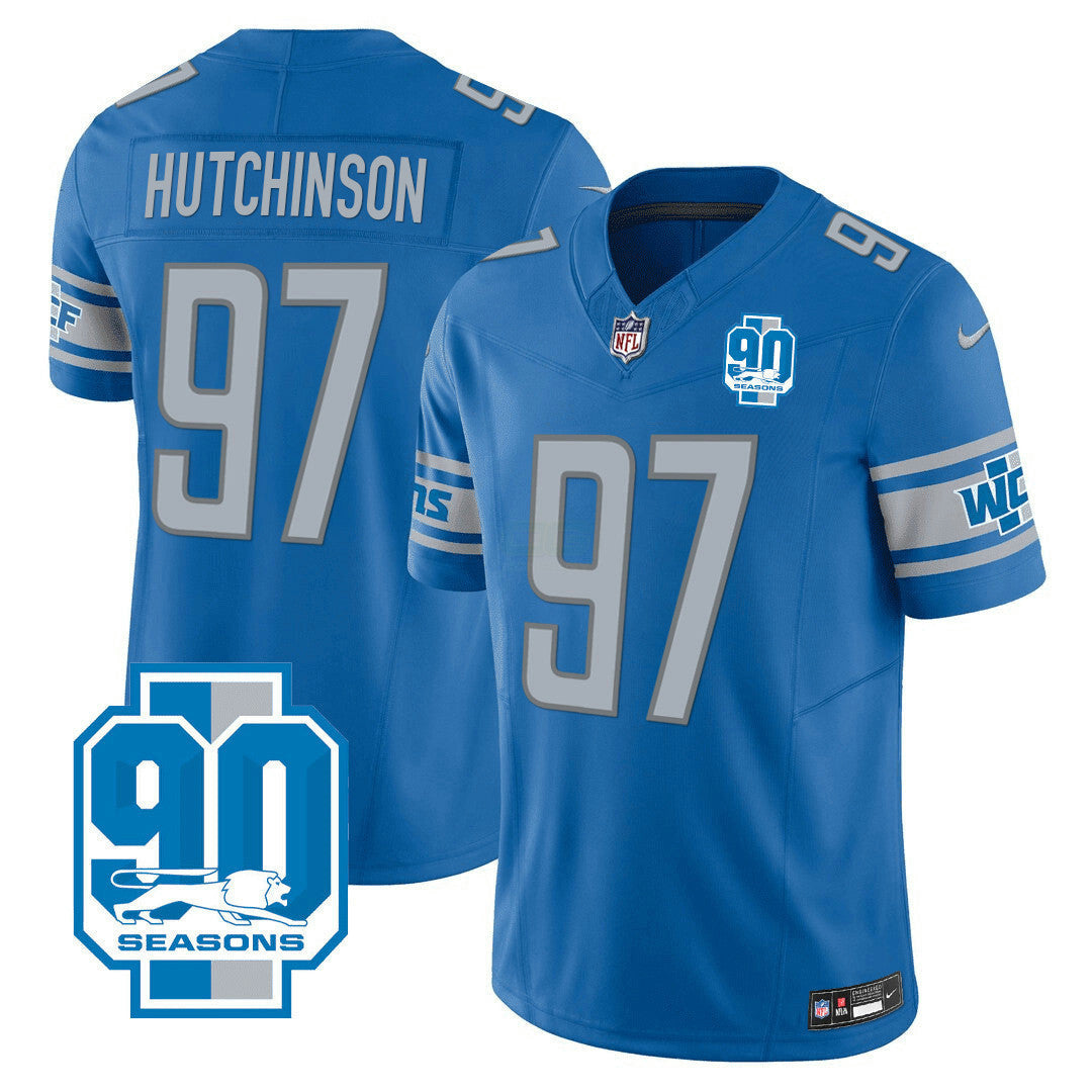 Camisa NFL Detroit Lions Men’s Detroit 90th Year Patch Jersey - Preta Alternativa