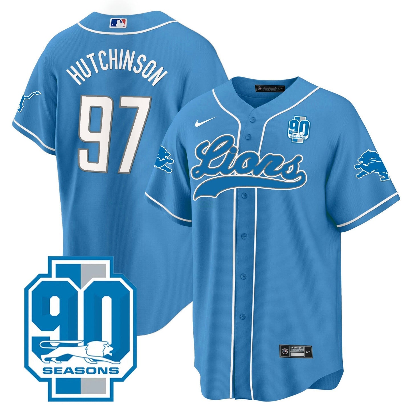 Camisa NFL Detroit Lions Men’s Detroit 90th Year Patch Jersey - Baseball