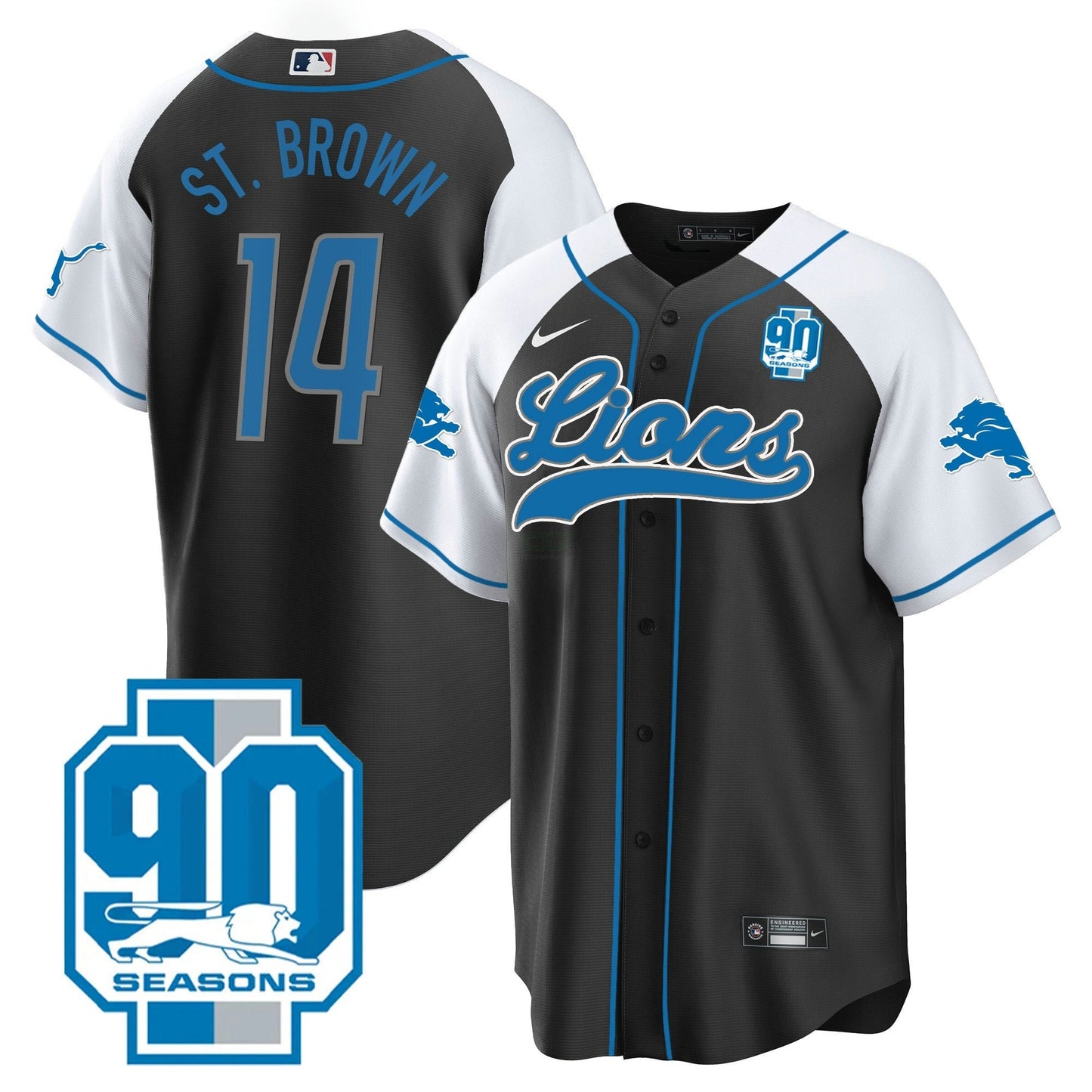 Camisa NFL Detroit Lions Men’s Detroit 90th Year Patch Jersey - Baseball