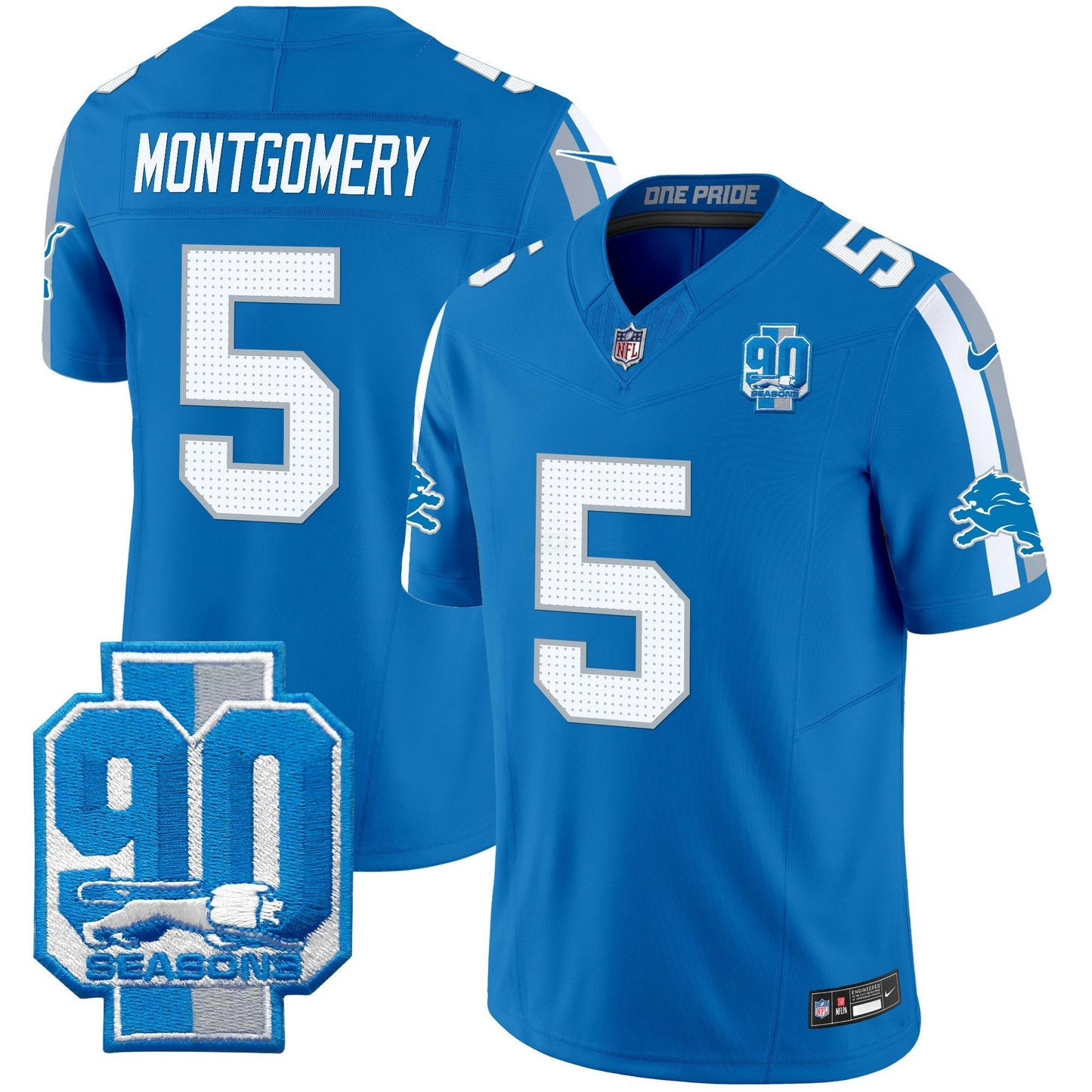 Camisa NFL Men’s Detroit 90th Year Patch Vapor Limited Jersey