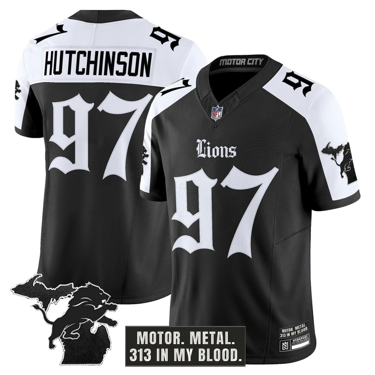Camisa NFL Men’s Detroit ‘Gothic Motor Grit Edition’ Vapor Limited Jersey