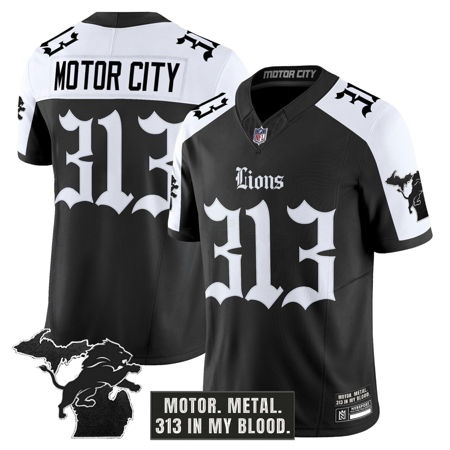 Camisa NFL Men’s Detroit ‘Gothic Motor Grit Edition’ Vapor Limited Jersey