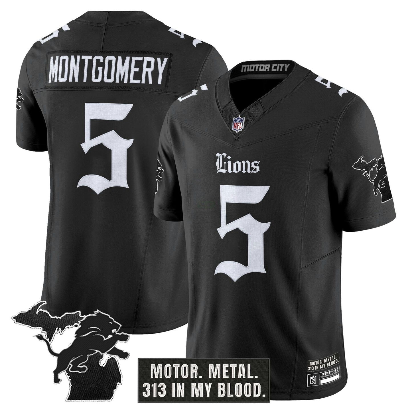 Camisa NFL Men’s Detroit ‘Gothic Motor Grit Edition’ Vapor Limited Jersey