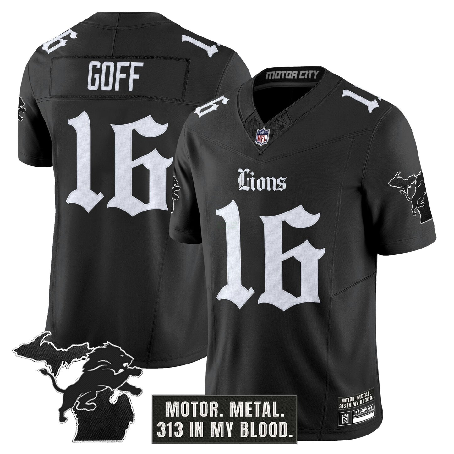 Camisa NFL Men’s Detroit ‘Gothic Motor Grit Edition’ Vapor Limited Jersey