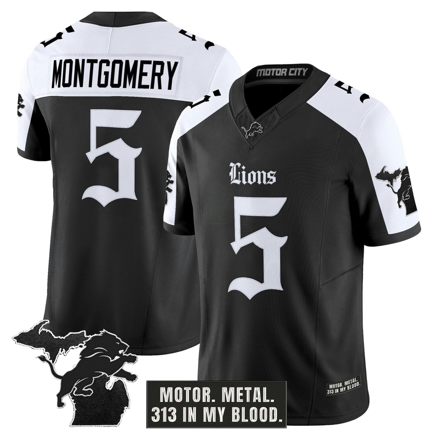 Camisa NFL Men’s Detroit ‘Gothic Motor Grit Edition’ Vapor Limited Jersey V2