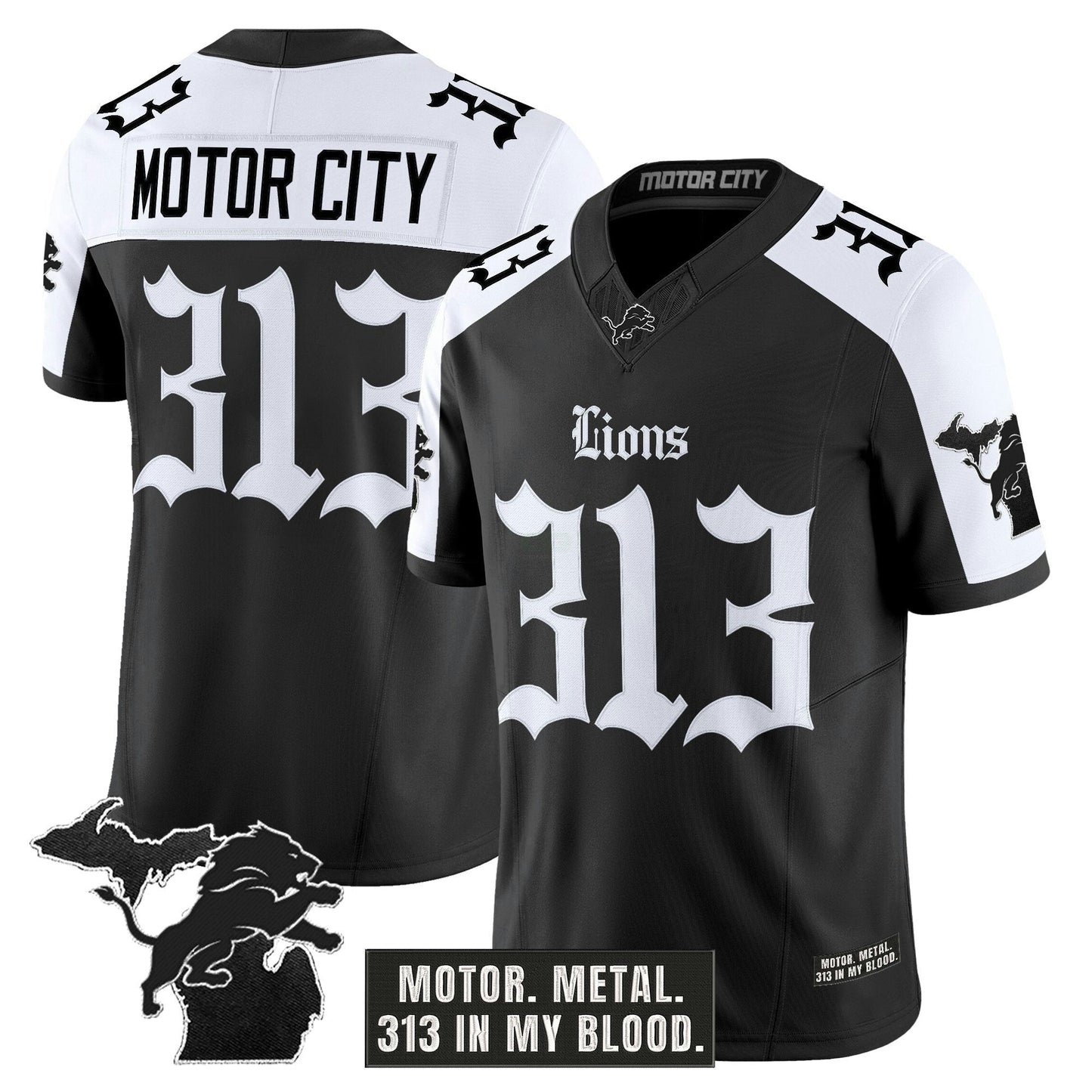 Camisa NFL Men’s Detroit ‘Gothic Motor Grit Edition’ Vapor Limited Jersey V2