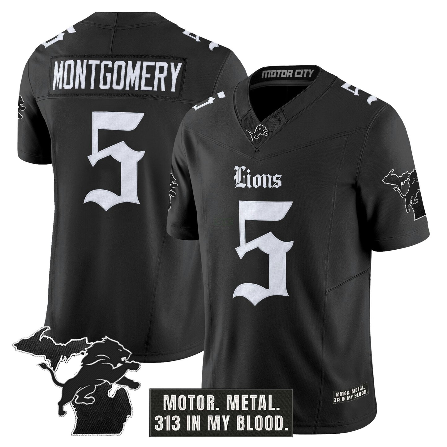 Camisa NFL Men’s Detroit ‘Gothic Motor Grit Edition’ Vapor Limited Jersey V2