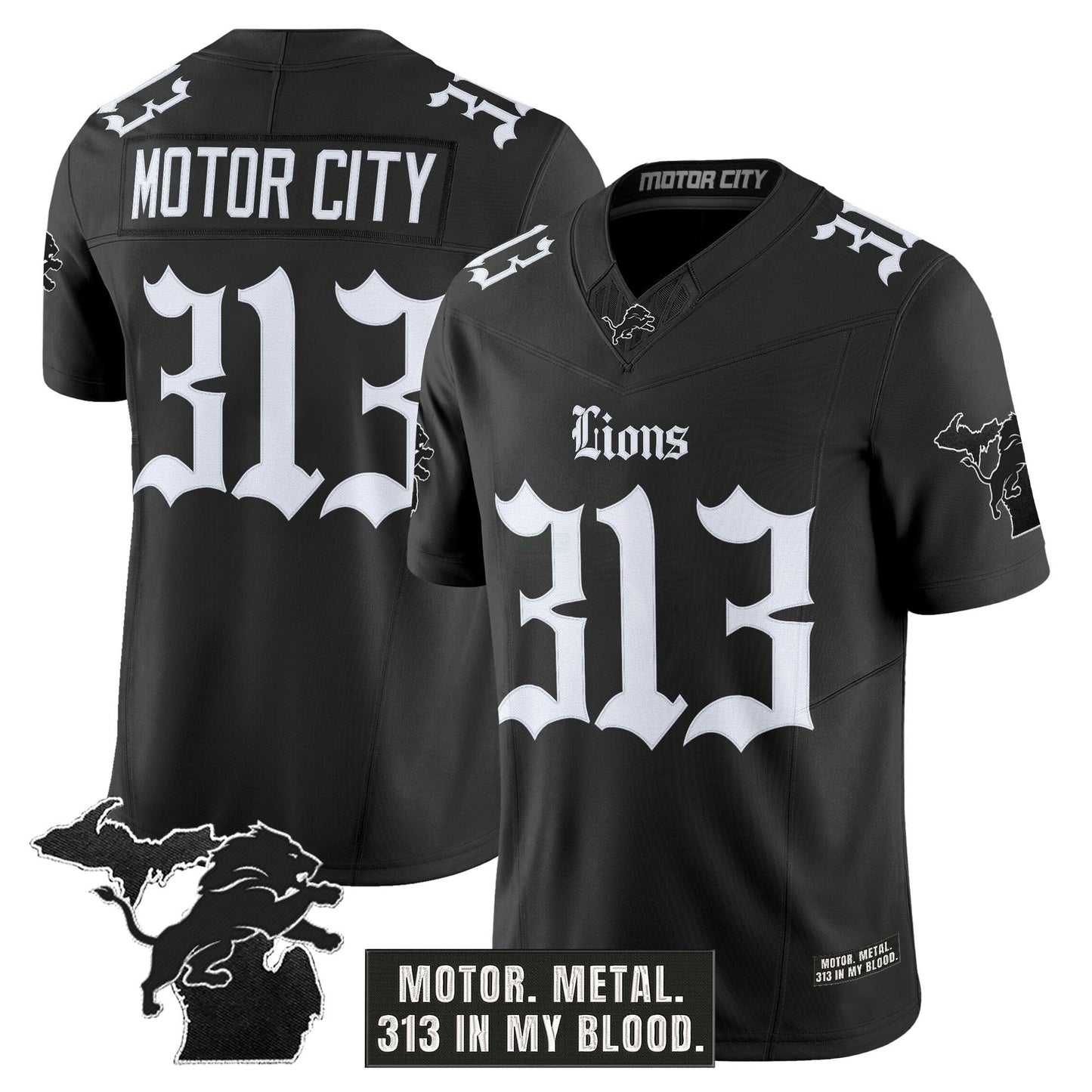 Camisa NFL Men’s Detroit ‘Gothic Motor Grit Edition’ Vapor Limited Jersey V2