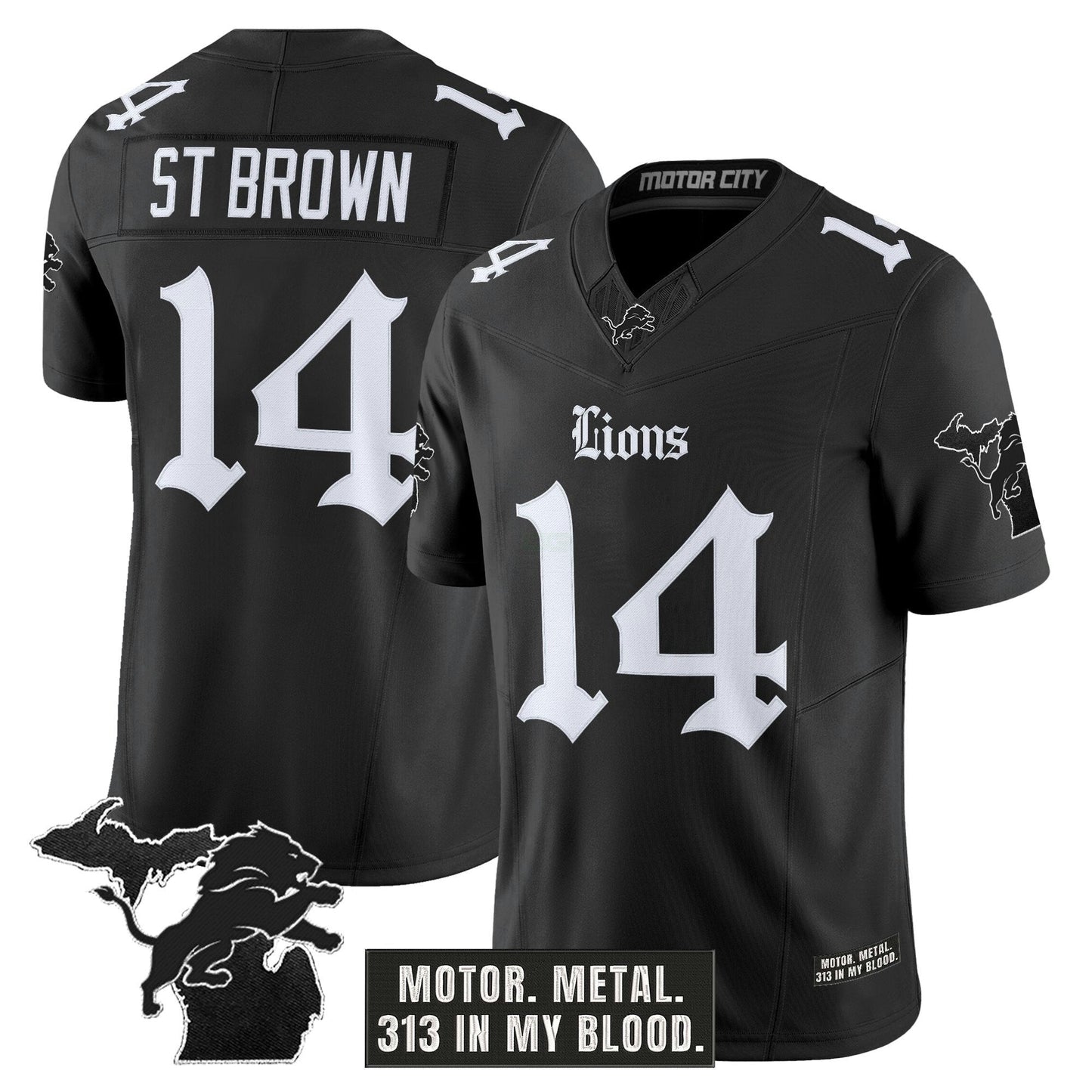 Camisa NFL Men’s Detroit ‘Gothic Motor Grit Edition’ Vapor Limited Jersey V2