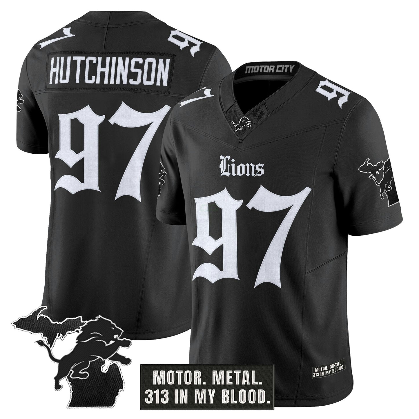 Camisa NFL Men’s Detroit ‘Gothic Motor Grit Edition’ Vapor Limited Jersey V2