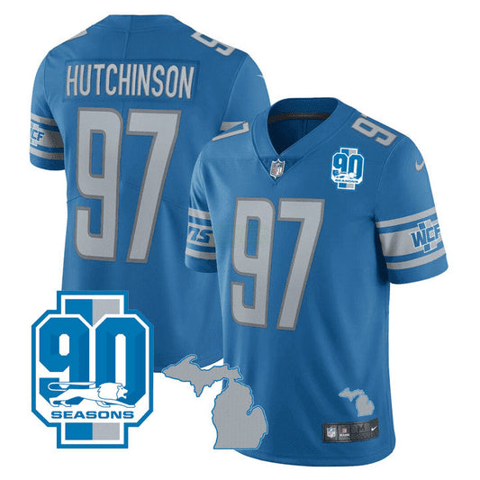 Camisa NFL Men’s Detroit Michigan State & 90th Year Patch Jersey