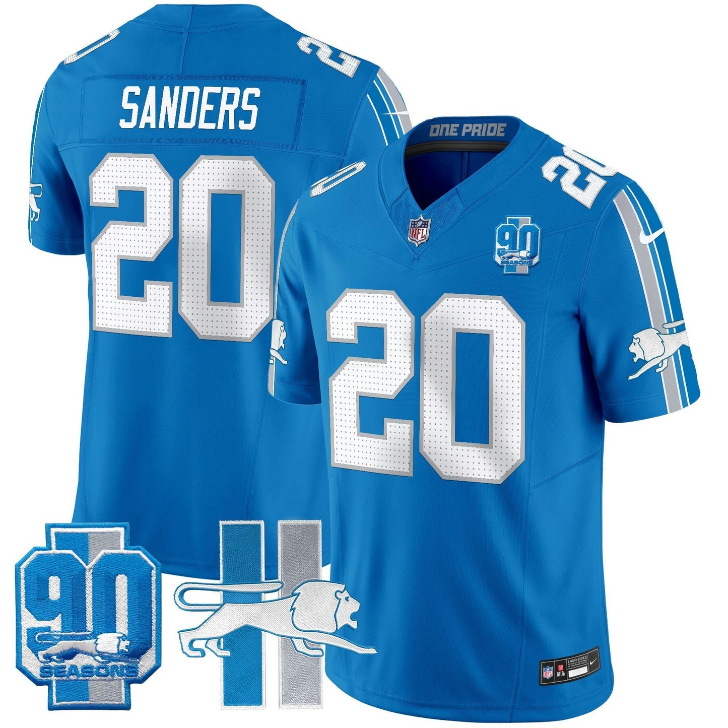 Camisa NFL Men’s Detroit Throwback 90th Year Patch Vapor Limited Jersey