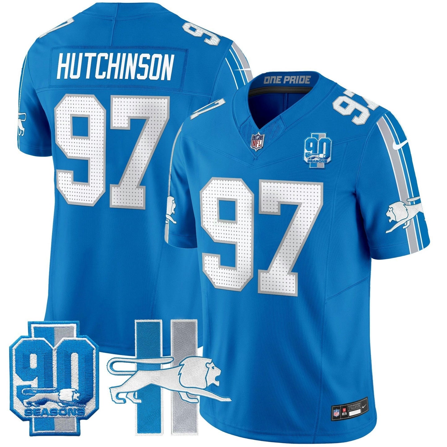 Camisa NFL Men’s Detroit Throwback 90th Year Patch Vapor Limited Jersey