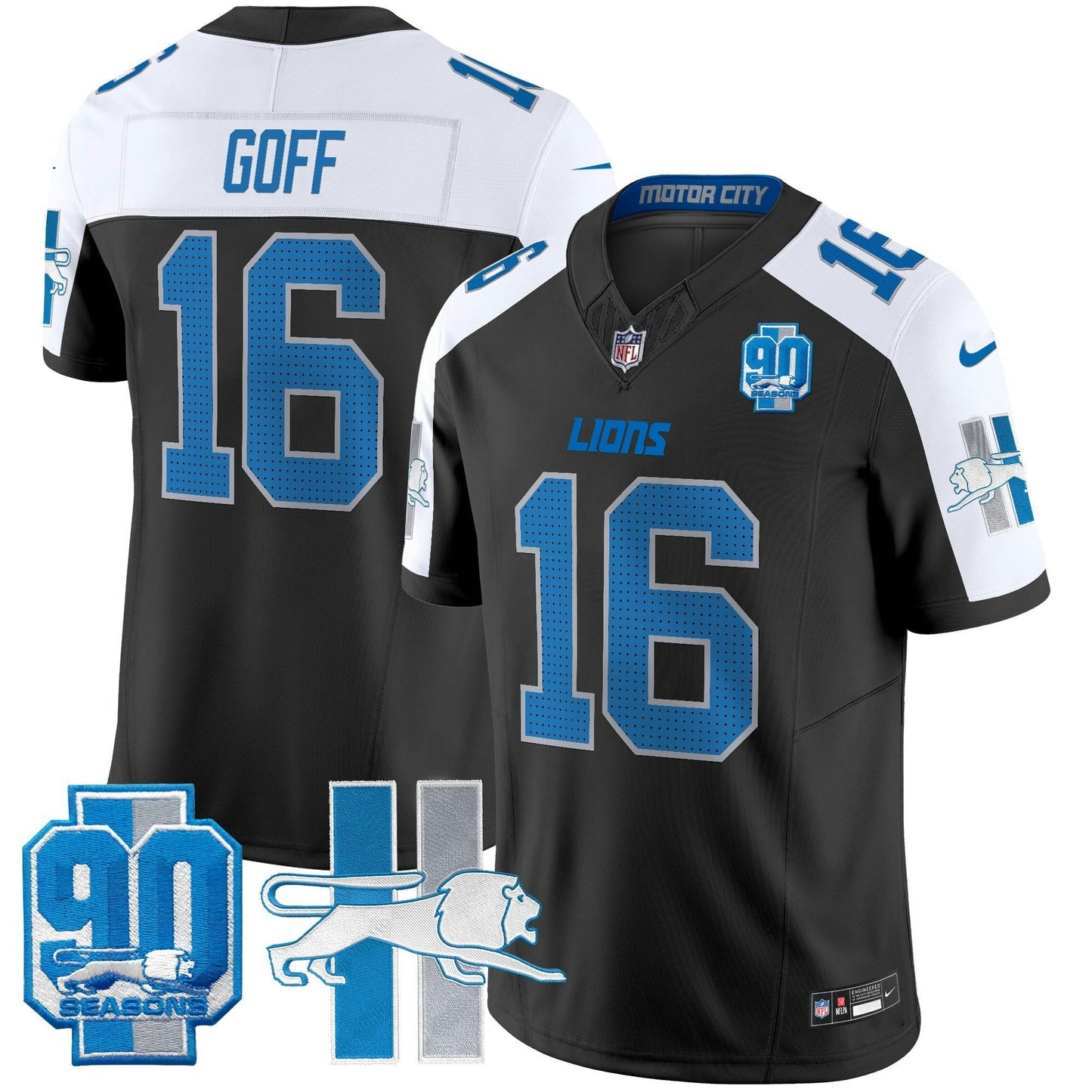 Camisa NFL Men’s Detroit Throwback 90th Year Patch Vapor Limited Jersey