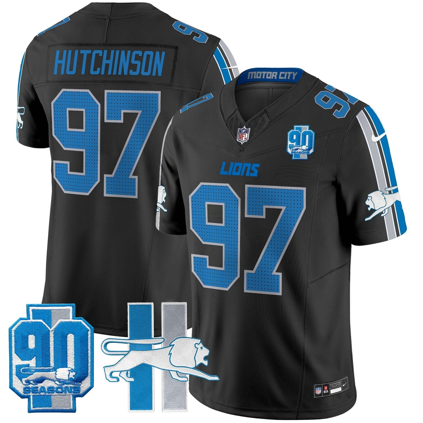 Camisa NFL Men’s Detroit Throwback 90th Year Patch Vapor Limited Jersey