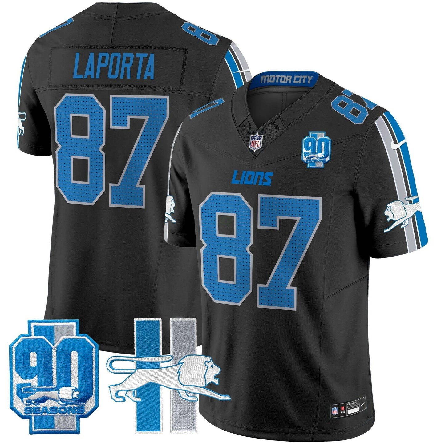 Camisa NFL Men’s Detroit Throwback 90th Year Patch Vapor Limited Jersey