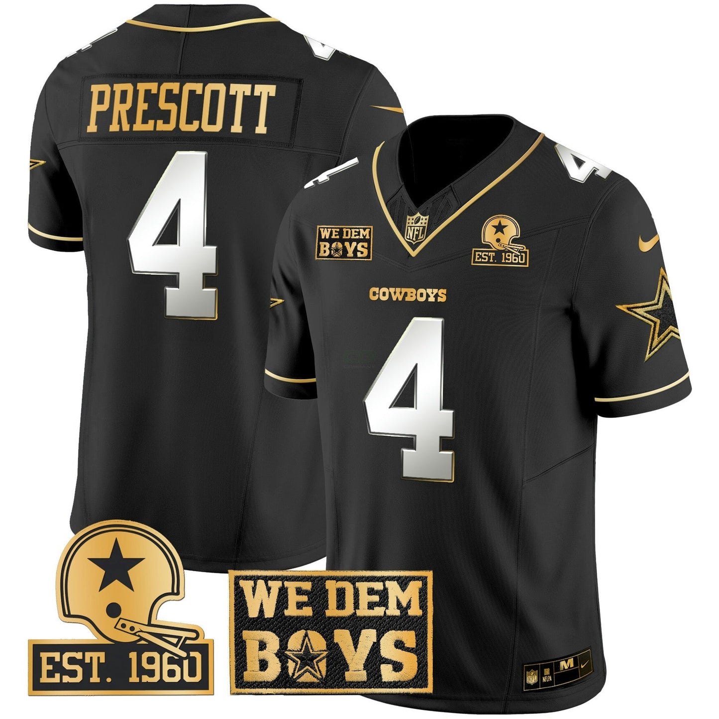 Camisa NFL Men’s Est. 1960 & We Dem Boyz Patch Dourada Vapor Limited Jersey