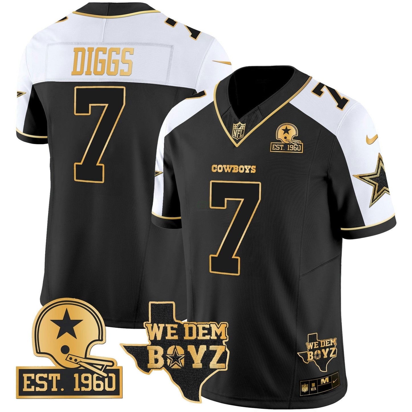 Camisa NFL Men’s Est. 1960 & We Dem Boyz Patch Dourada Vapor Limited Jersey V2