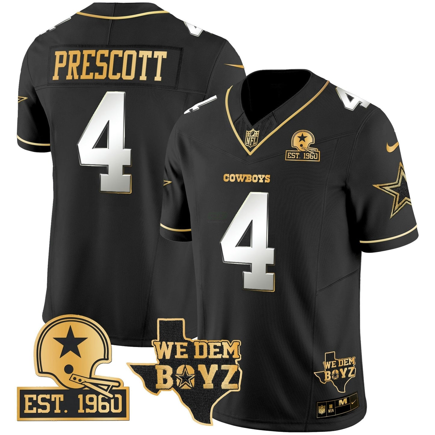 Camisa NFL Men’s Est. 1960 & We Dem Boyz Patch Dourada Vapor Limited Jersey V2