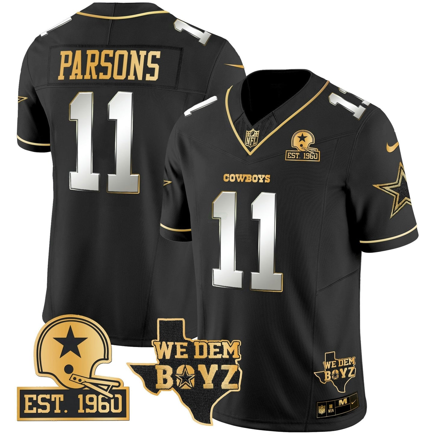 Camisa NFL Men’s Est. 1960 & We Dem Boyz Patch Dourada Vapor Limited Jersey V2