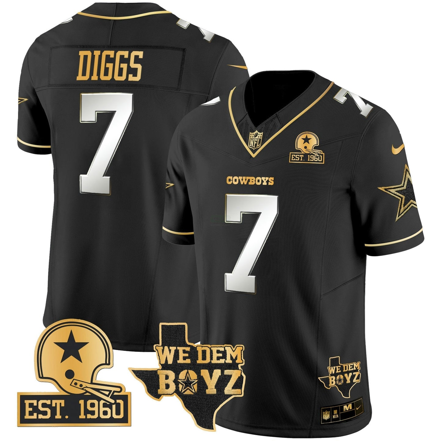Camisa NFL Men’s Est. 1960 & We Dem Boyz Patch Dourada Vapor Limited Jersey V2
