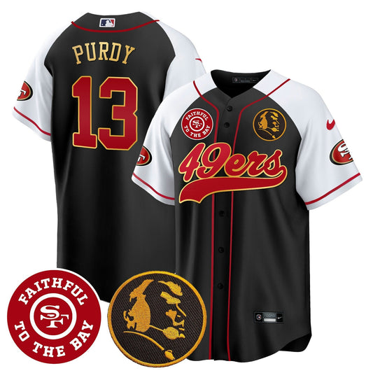 Camisa NFL Men’s Faithful & John Madden Patch Baseball Gold Trim Jersey