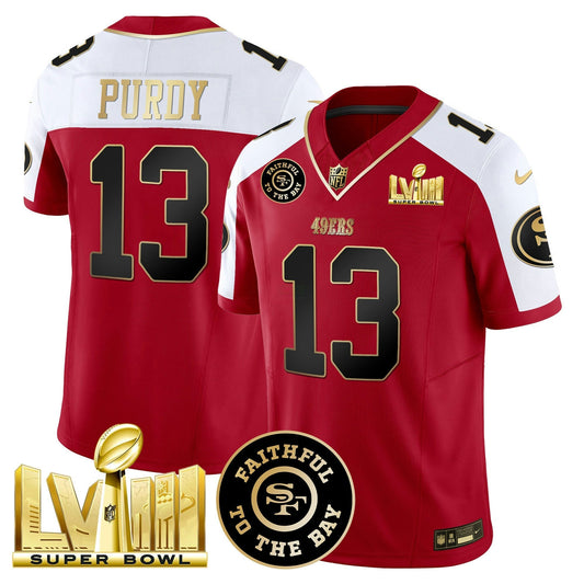 Camisa NFL Men’s Faithful & Super Bowl LVIII Dourada Patch Vapor Jersey