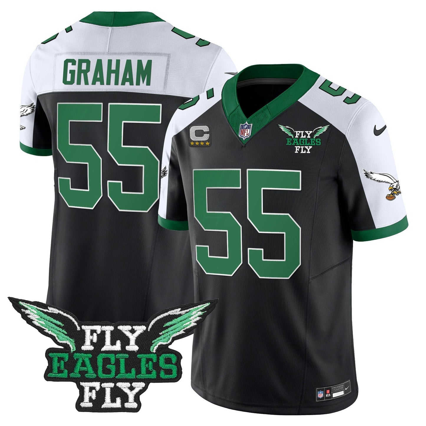 Camisa NFL Men’s Fly Fly Patch Throwback Kelly Green Vapor Jersey