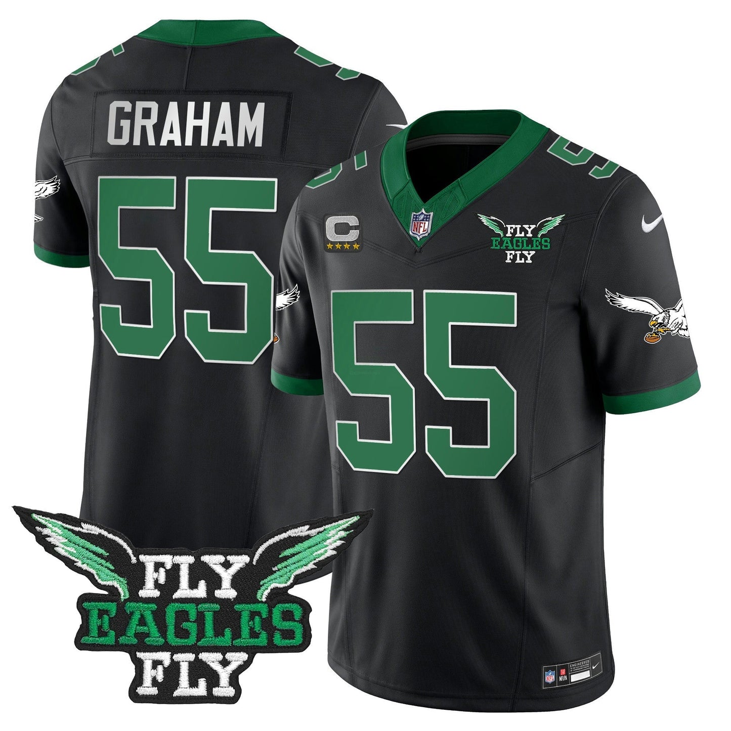Camisa NFL Men’s Fly Fly Patch Throwback Kelly Green Vapor Jersey