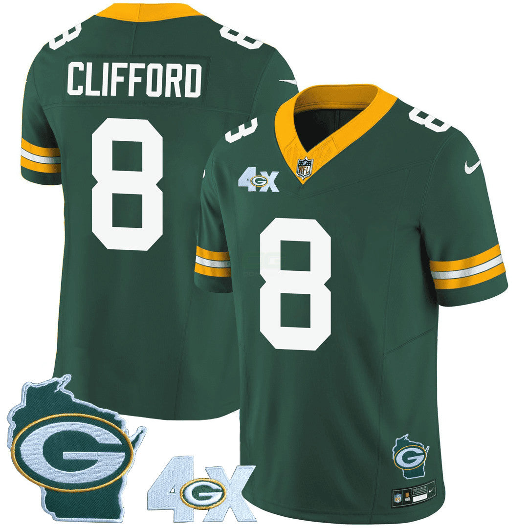 Camisa NFL Men’s Green Bay 4x Champs & Home Patch Vapor Jersey