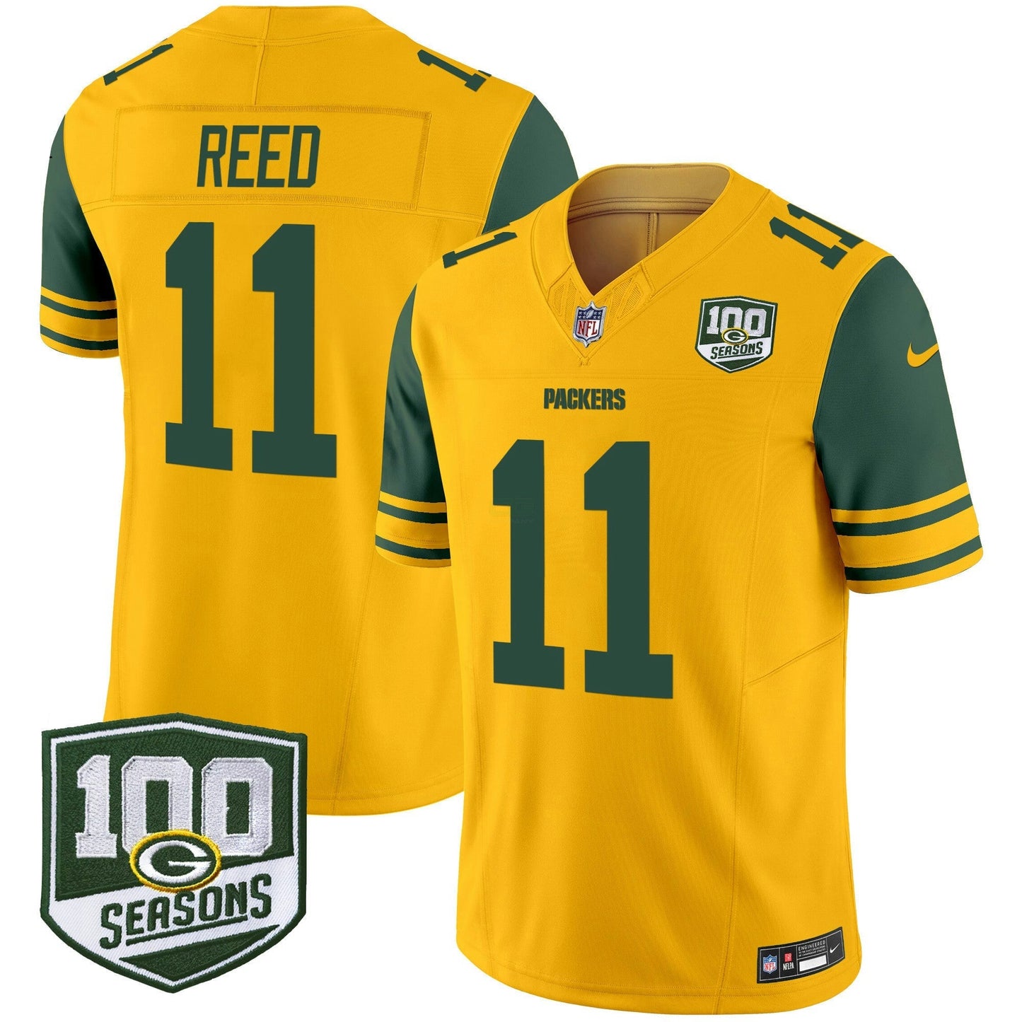 Camisa NFL Men’s Green Bay Throwback 100th Season Patch Vapor Limited Jersey