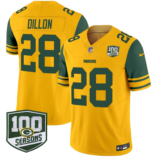 Camisa NFL Men’s Green Bay Throwback 100th Season Patch Vapor Limited Jersey