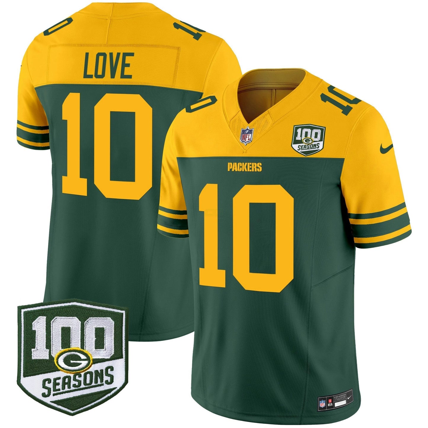 Camisa NFL Men’s Green Bay Throwback 100th Season Patch Vapor Limited Jersey