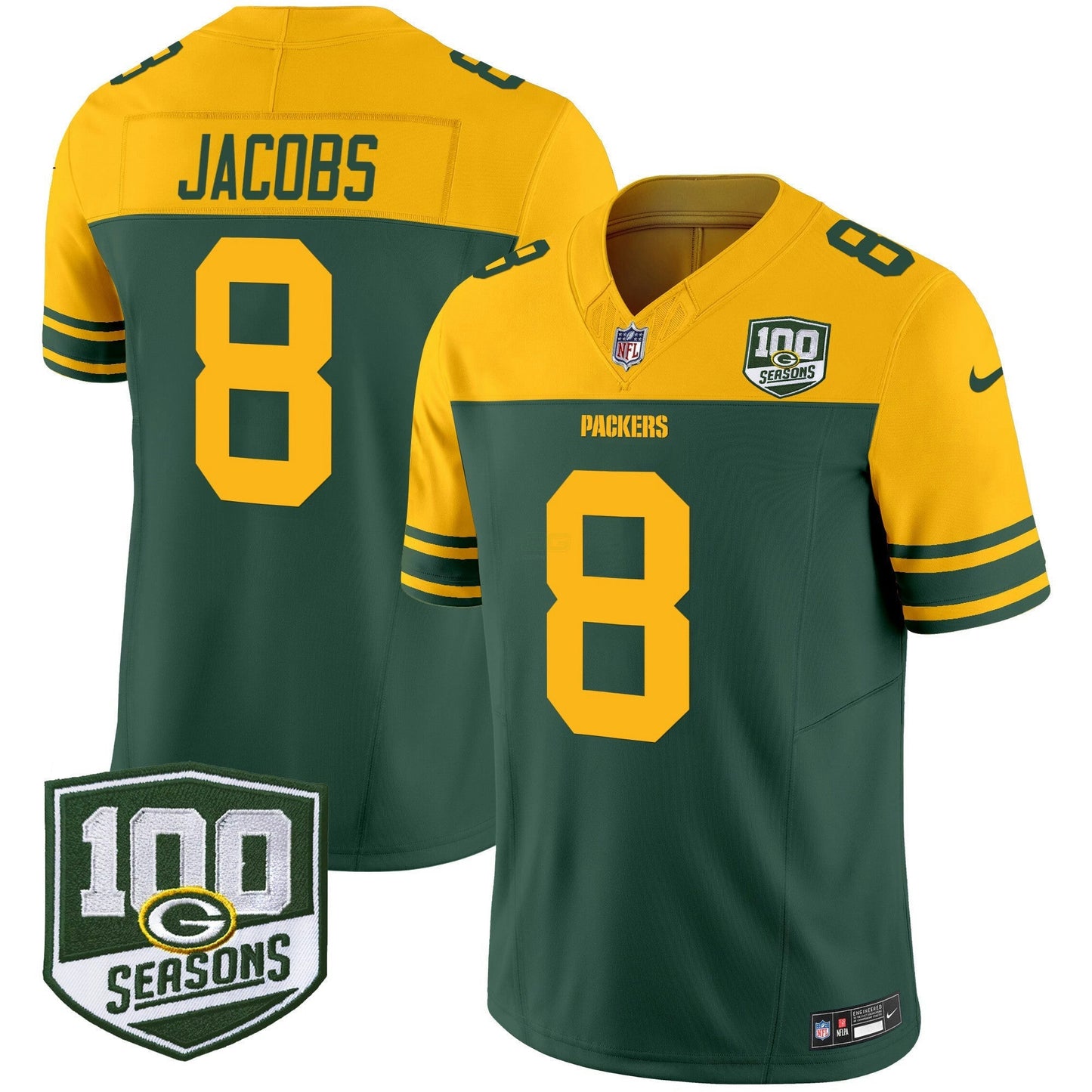 Camisa NFL Men’s Green Bay Throwback 100th Season Patch Vapor Limited Jersey