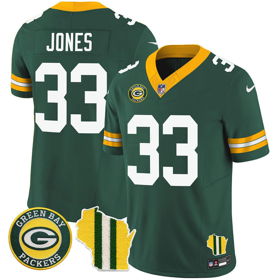 Camisa NFL Men’s Green Bay Wisconsin State Patch Vapor Limited Jersey – All Sttiched