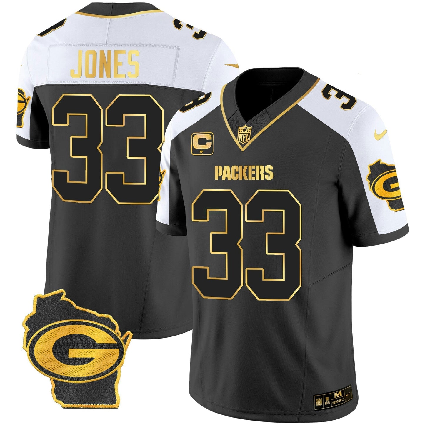 Camisa NFL Green Bay Packers Men’s Home Patch Dourada Vapor Jersey